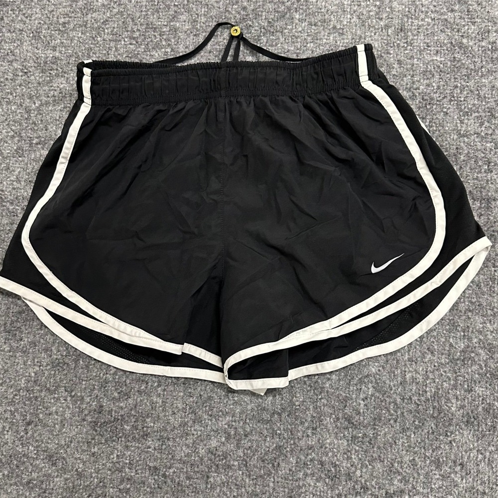 Nike Athletic Shorts Womens Size M Black Dri-Fit Running Contrast Trim Shorts